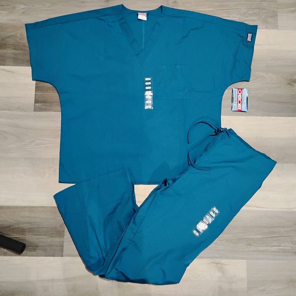 New Cherokee Workwear Scrubs Set Shirt Pant 4101 CARW
